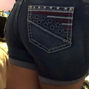 American Flag Denim Shorts